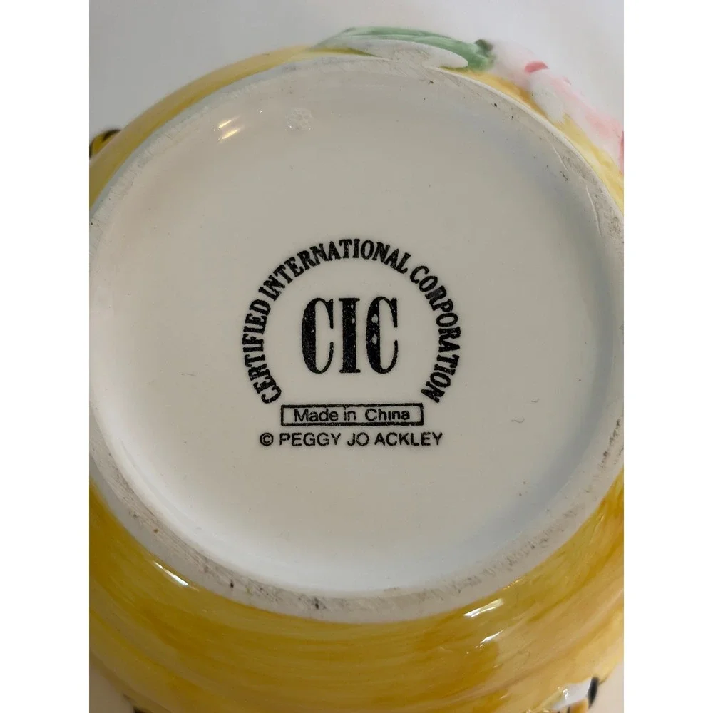 3 Piece Bee Bumblebee Hive Teapot Cup Set Country Cottagecore Yellow Floral Tea